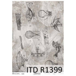 Papier ryżowy ITD A4 R1399, samolot, balon